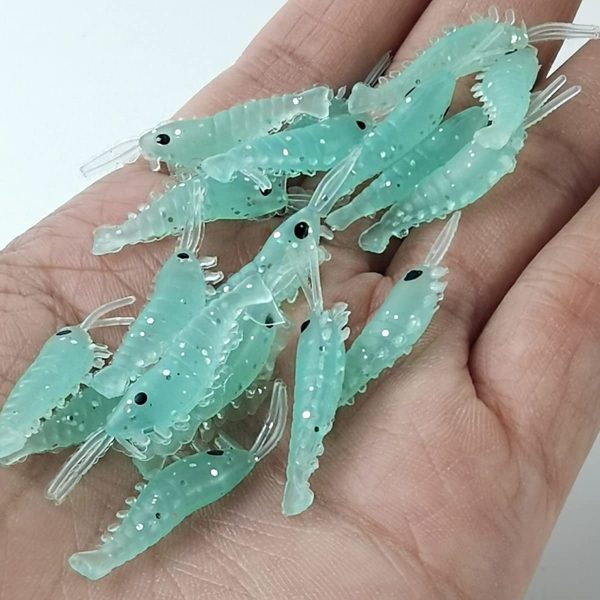 ROYHOO 100pcs Luminous Silicone Soft Shrimp Lure Baits