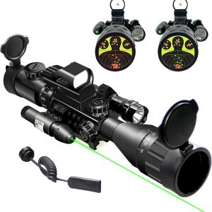 UUQ 4-16x50 AO Rifle Scope Red/Green Illuminated Range Finder Reticle W/Green Laser