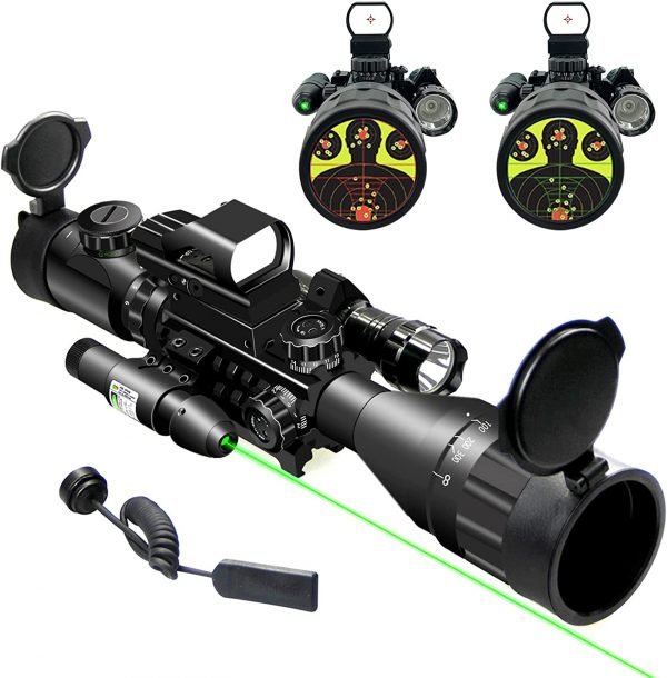UUQ 4-16x50 AO Rifle Scope Red/Green Illuminated Range Finder Reticle W/Green Laser