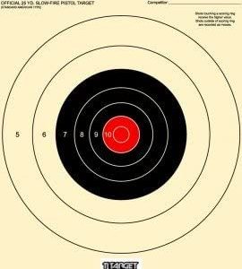 Official NRA Target B-16, Bullseye 25 Yard Slow Fire Pistol Target